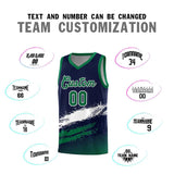 Custom Navy White and Kelly Green Graffiti Pattern Sports Uniform Basketball Jersey