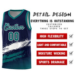 Custom Navy White and Aqua Graffiti Pattern Sports Uniform Basketball Jersey