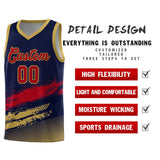 Custom Navy Red and Old Gold Graffiti Pattern Sports Uniform Basketball Jersey