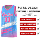 Custom Powder Blue White and Pink Graffiti Pattern Sports Uniform Basketball Jersey