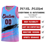 Custom Powder Blue Black and Pink Graffiti Pattern Sports Uniform Basketball Jersey