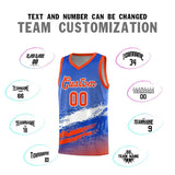 Custom Royal White and Orange Graffiti Pattern Sports Uniform Basketball Jersey