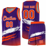 Custom Purple White and Orange Graffiti Pattern Sports Uniform Basketball Jersey