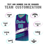 Custom Purple White and Aqua Graffiti Pattern Sports Uniform Basketball Jersey