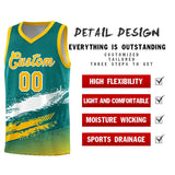 Custom Aqua White and Yellow Graffiti Pattern Sports Uniform Basketball Jersey