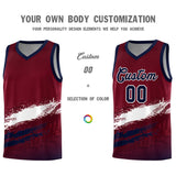 Custom Crimson White and Navy Graffiti Pattern Sports Uniform Basketball Jersey