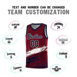 Custom Crimson White and Navy Graffiti Pattern Sports Uniform Basketball Jersey