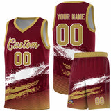 Custom Crimson White and Khaki Graffiti Pattern Sports Uniform Basketball Jersey