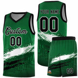 Custom Kelly Green White and Black Graffiti Pattern Sports Uniform Basketball Jersey