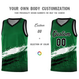 Custom Kelly Green White and Black Graffiti Pattern Sports Uniform Basketball Jersey