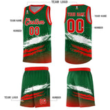 Custom Kelly Green White and Red Graffiti Pattern Sports Uniform Basketball Jersey