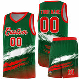 Custom Kelly Green White and Red Graffiti Pattern Sports Uniform Basketball Jersey