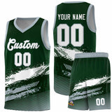 Custom Green White and Gray Graffiti Pattern Sports Uniform Basketball Jersey