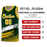 Custom Green White and Yellow Graffiti Pattern Sports Uniform Basketball Jersey