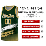 Custom Green White and Khaki Graffiti Pattern Sports Uniform Basketball Jersey
