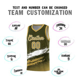 Custom Olive White and Khaki Graffiti Pattern Sports Uniform Basketball Jersey