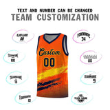 Custom Orange Gold and Navy Graffiti Pattern Sports Uniform Basketball Jersey