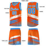Custom Orange White and Powder Blue Graffiti Pattern Sports Uniform Basketball Jersey