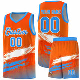 Custom Orange White and Powder Blue Graffiti Pattern Sports Uniform Basketball Jersey