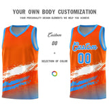 Custom Orange White and Powder Blue Graffiti Pattern Sports Uniform Basketball Jersey
