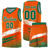 Custom Orange White and Kelly Green Graffiti Pattern Sports Uniform Basketball Jersey