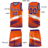 Custom Orange White and Purple Graffiti Pattern Sports Uniform Basketball Jersey