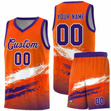 Custom Orange White and Purple Graffiti Pattern Sports Uniform Basketball Jersey