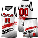 Custom White Red and Black Graffiti Pattern Sports Uniform Basketball Jersey
