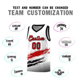 Custom White Red and Black Graffiti Pattern Sports Uniform Basketball Jersey