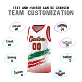 Custom White Kelly Green and Red Graffiti Pattern Sports Uniform Basketball Jersey