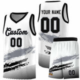 Custom White Gray and Black Graffiti Pattern Sports Uniform Basketball Jersey