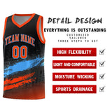 Custom Black Powder Blue and Orange Graffiti Pattern Sports Uniform Basketball Jersey