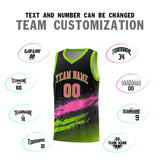 Custom Black Pink and Neon Green Graffiti Pattern Sports Uniform Basketball Jersey