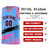 Custom Powder Blue Black and Pink Graffiti Pattern Sports Uniform Basketball Jersey