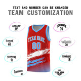 Custom Red White and Powder Blue Graffiti Pattern Sports Uniform Basketball Jersey