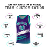 Custom Purple White and Aqua Graffiti Pattern Sports Uniform Basketball Jersey