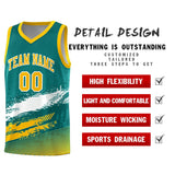 Custom Aqua White and Yellow Graffiti Pattern Sports Uniform Basketball Jersey