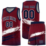 Custom Crimson White and Navy Graffiti Pattern Sports Uniform Basketball Jersey