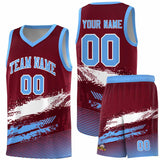 Custom Crimson White and Powder Blue Graffiti Pattern Sports Uniform Basketball Jersey