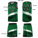 Custom Kelly Green White and Black Graffiti Pattern Sports Uniform Basketball Jersey