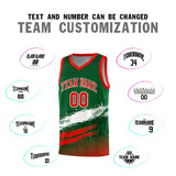 Custom Kelly Green White and Red Graffiti Pattern Sports Uniform Basketball Jersey