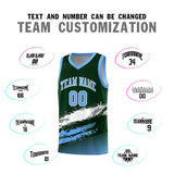 Custom Green White and Powder Blue Graffiti Pattern Sports Uniform Basketball Jersey