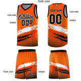 Custom Orange White and Black Graffiti Pattern Sports Uniform Basketball Jersey