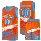 Custom Orange White and Powder Blue Graffiti Pattern Sports Uniform Basketball Jersey
