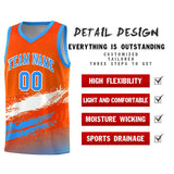 Custom Orange White and Powder Blue Graffiti Pattern Sports Uniform Basketball Jersey