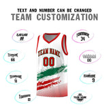 Custom White Kelly Green and Red Graffiti Pattern Sports Uniform Basketball Jersey