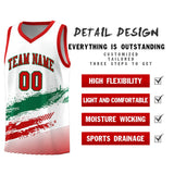 Custom White Kelly Green and Red Graffiti Pattern Sports Uniform Basketball Jersey