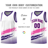 Custom White Pink and Purple Graffiti Pattern Sports Uniform Basketball Jersey