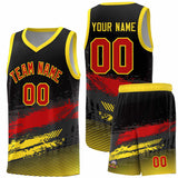 Custom Black Red and Gold Graffiti Pattern Sports Uniform Basketball Jersey