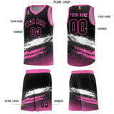 Custom Black White and Pink Graffiti Pattern Sports Uniform Basketball Jersey